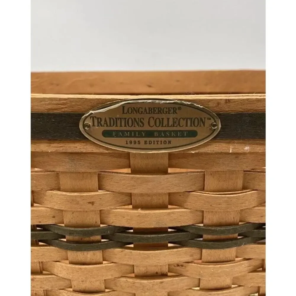 VTG Longaberger Traditions Collection 1995 Family Basket Large Oval Brown Green